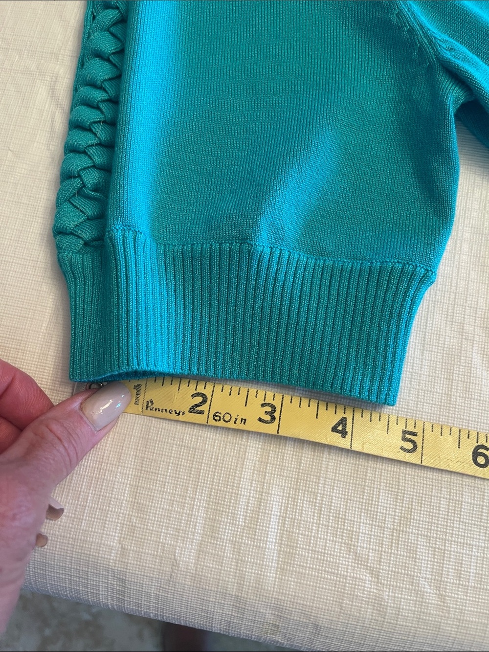 Belldini Teal Rhinestone Zip-Front Short Sleeve Sweater Size XL - Picture 11 of 16